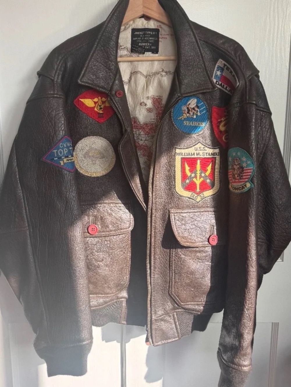 Vintage Avirex G-1 Leather Flight Jacket w/ Shearling Collar – Size M